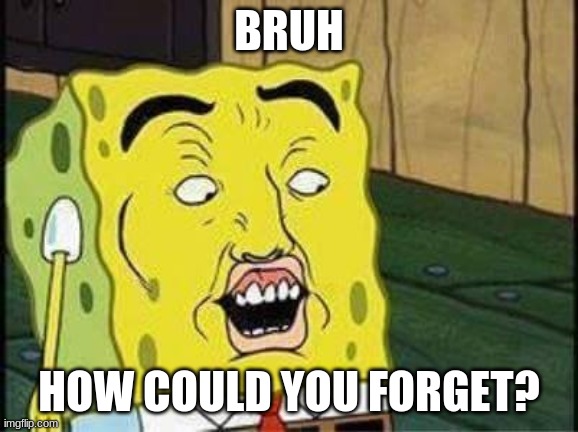 BRUH HOW COULD YOU FORGET? | image tagged in sponge bob bruh | made w/ Imgflip meme maker