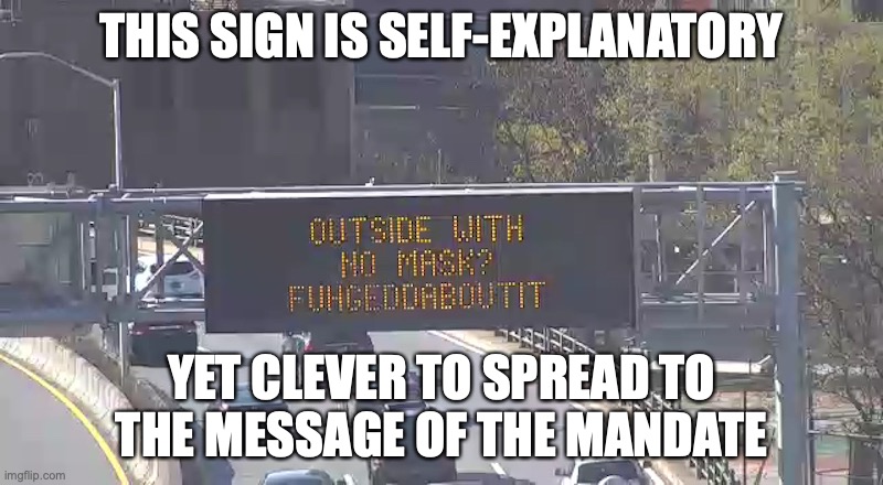 Interesting Bulletin in New York | THIS SIGN IS SELF-EXPLANATORY; YET CLEVER TO SPREAD TO THE MESSAGE OF THE MANDATE | image tagged in new york,memes,covid-19 | made w/ Imgflip meme maker