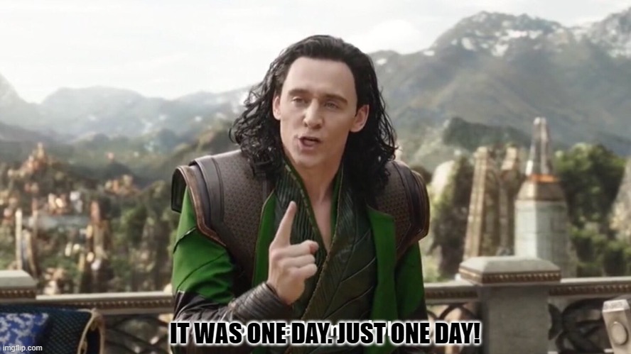 You had one job. Just the one | IT WAS ONE DAY. JUST ONE DAY! | image tagged in you had one job just the one | made w/ Imgflip meme maker