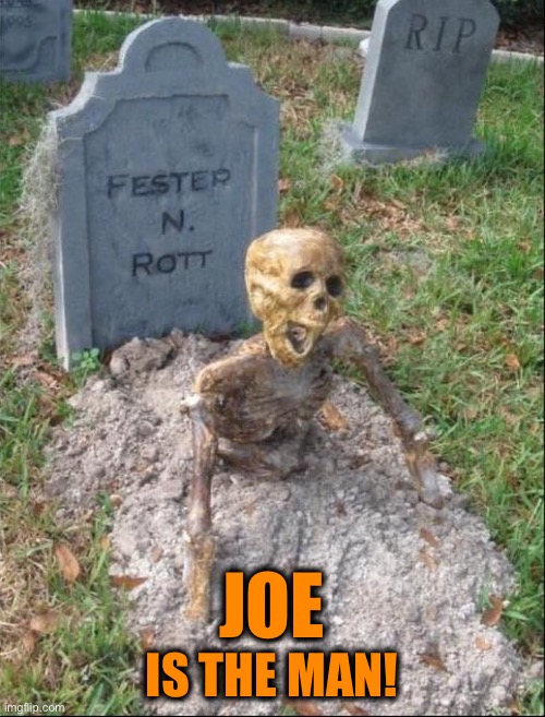 Grave yard | JOE IS THE MAN! | image tagged in grave yard | made w/ Imgflip meme maker