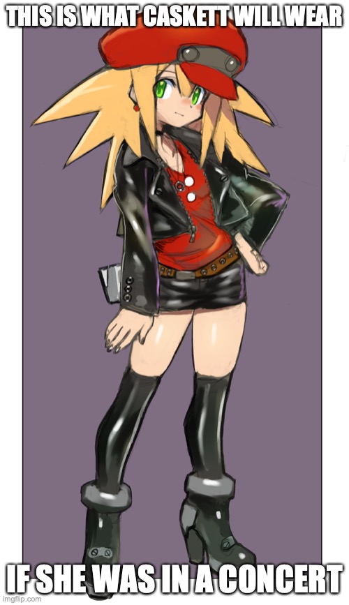 Caskett as Rock Star | THIS IS WHAT CASKETT WILL WEAR; IF SHE WAS IN A CONCERT | image tagged in megaman,megaman legends,memes | made w/ Imgflip meme maker