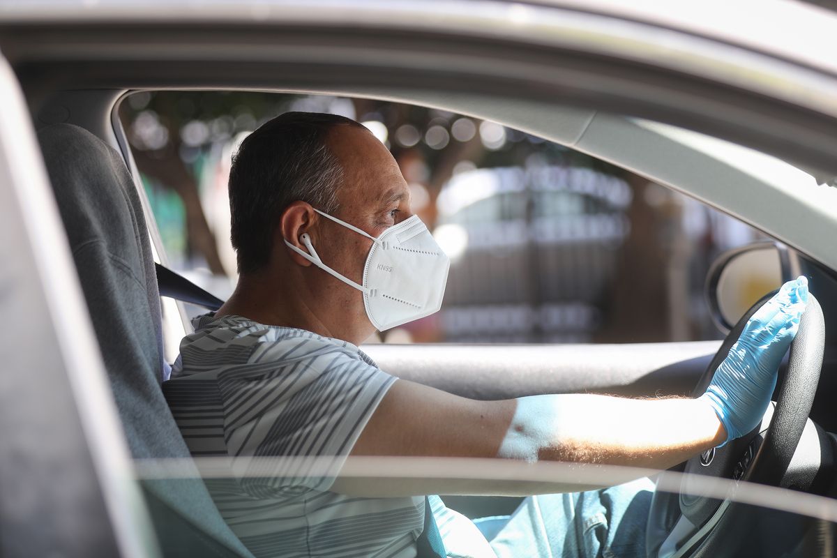 High Quality Wearing a mask and gloves in your car Blank Meme Template