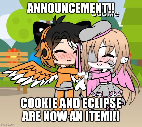 ~Happy couple~ | ANNOUNCEMENT!! COOKIE AND ECLIPSE ARE NOW AN ITEM!!! | made w/ Imgflip meme maker