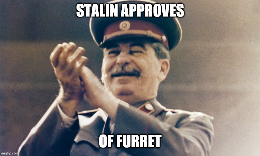Stalin Approves | STALIN APPROVES OF FURRET | image tagged in stalin approves | made w/ Imgflip meme maker