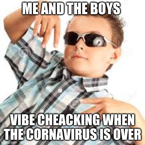 reeeee | ME AND THE BOYS; VIBE CHEACKING WHEN THE CORNAVIRUS IS OVER | image tagged in cool kid sunglasses | made w/ Imgflip meme maker