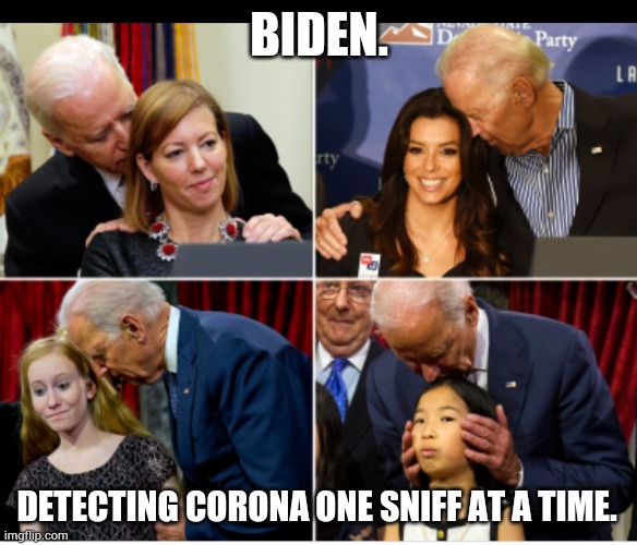 Testing! | BIDEN. DETECTING CORONA ONE SNIFF AT A TIME. | image tagged in memes | made w/ Imgflip meme maker