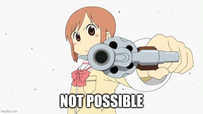 Anime gun point | NOT POSSIBLE | image tagged in anime gun point | made w/ Imgflip meme maker