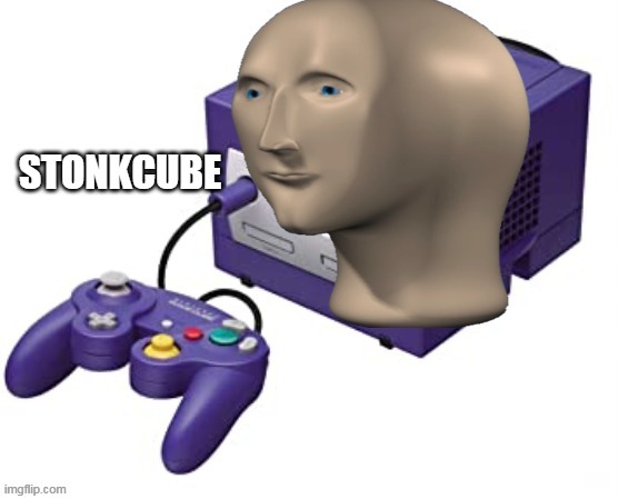 stonk cube | image tagged in memes,meme man,stonks,gamecube | made w/ Imgflip meme maker