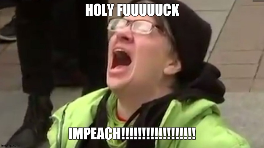 Screaming Liberal  | HOLY FUUUUUCK IMPEACH!!!!!!!!!!!!!!!!!! | image tagged in screaming liberal | made w/ Imgflip meme maker