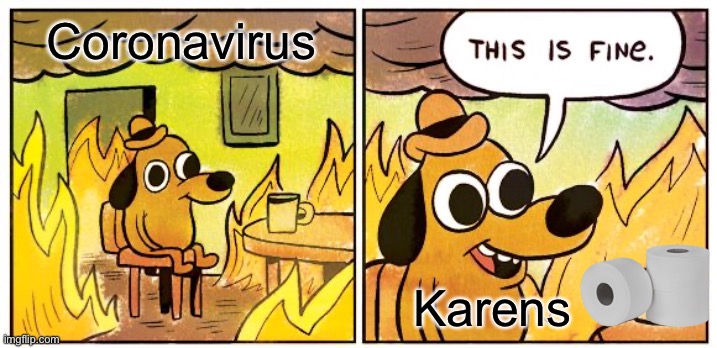 Oh. Classic Karens | Coronavirus; Karens | image tagged in memes,this is fine | made w/ Imgflip meme maker