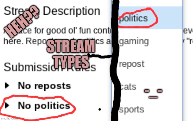 HEH?? STREAM TYPES; -_- | image tagged in interesting | made w/ Imgflip meme maker