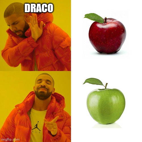 Drapple is the way | DRACO | image tagged in memes,drake hotline bling,harry potter meme,harry potter,draco malfoy,apple | made w/ Imgflip meme maker