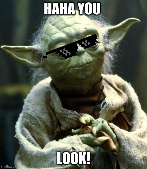 Haha you look! | HAHA YOU; LOOK! | image tagged in memes,star wars yoda | made w/ Imgflip meme maker