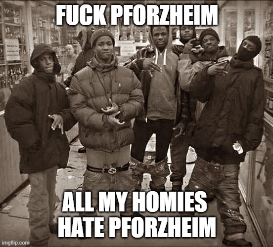 All My Homies Hate | FUCK PFORZHEIM; ALL MY HOMIES 
HATE PFORZHEIM | image tagged in all my homies hate | made w/ Imgflip meme maker
