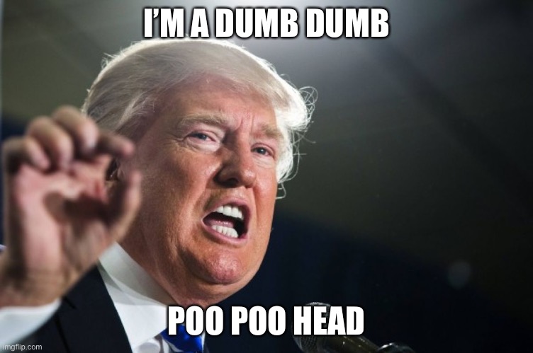 If you don’t upvote this, you’re not a real Democrat | I’M A DUMB DUMB; POO POO HEAD | image tagged in donald trump | made w/ Imgflip meme maker