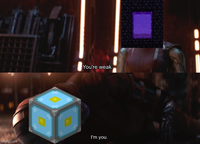 Nether | image tagged in your weak im you | made w/ Imgflip meme maker