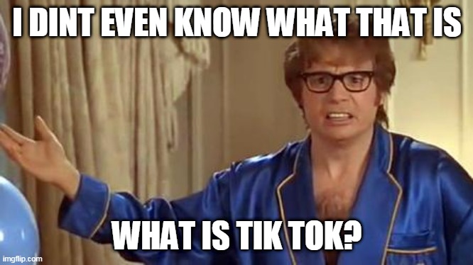 Austin Powers Honestly Meme | I DINT EVEN KNOW WHAT THAT IS WHAT IS TIK TOK? | image tagged in memes,austin powers honestly | made w/ Imgflip meme maker