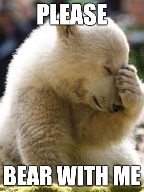 Bear with me | PLEASE; BEAR WITH ME | image tagged in memes,facepalm bear | made w/ Imgflip meme maker