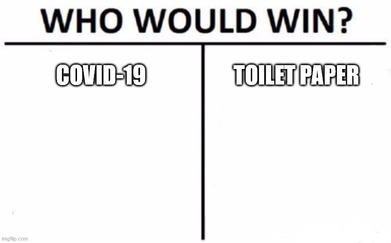 Who Would Win? Meme | COVID-19; TOILET PAPER | image tagged in memes,who would win | made w/ Imgflip meme maker