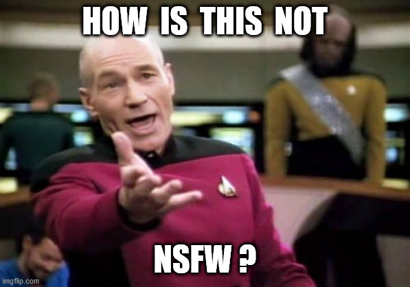 Picard Wtf Meme | HOW  IS  THIS  NOT NSFW ? | image tagged in memes,picard wtf | made w/ Imgflip meme maker