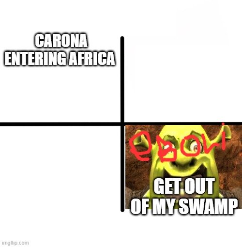 Blank Starter Pack Meme | CARONA ENTERING AFRICA; GET OUT OF MY SWAMP | image tagged in memes,blank starter pack | made w/ Imgflip meme maker