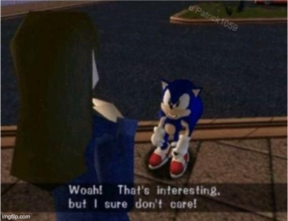 Sonic I dont care | image tagged in sonic i dont care | made w/ Imgflip meme maker