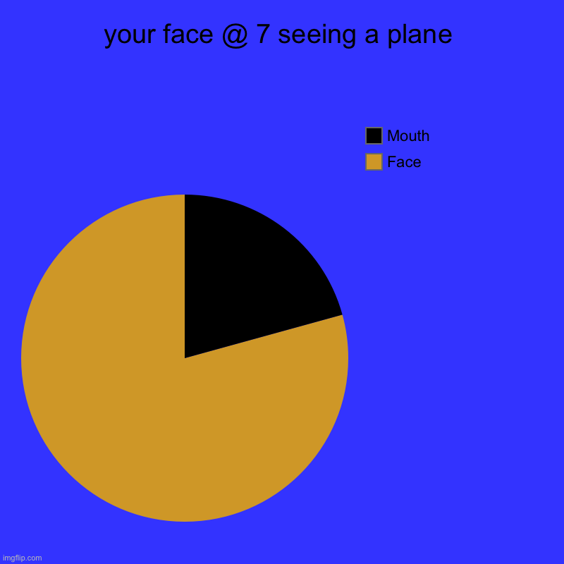 your face @ 7 seeing a plane | Face, Mouth | image tagged in charts,pie charts | made w/ Imgflip chart maker