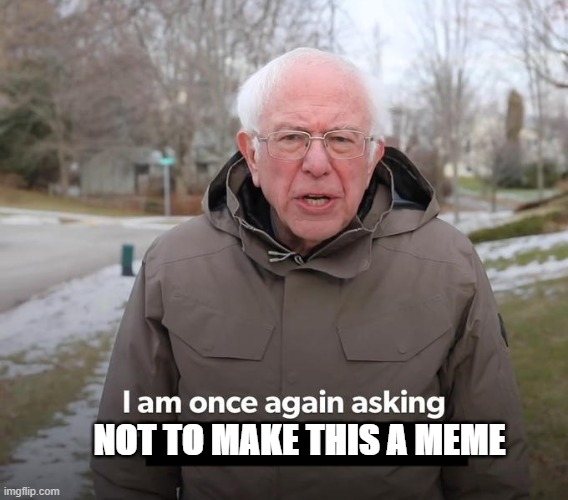 I am asking for | NOT TO MAKE THIS A MEME | image tagged in i am asking for | made w/ Imgflip meme maker