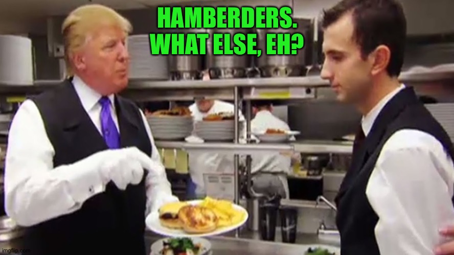 Trump burger | HAMBERDERS.
WHAT ELSE, EH? | image tagged in trump burger | made w/ Imgflip meme maker