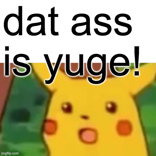 Surprised Pikachu Meme | dat ass is yuge! | image tagged in memes,surprised pikachu | made w/ Imgflip meme maker