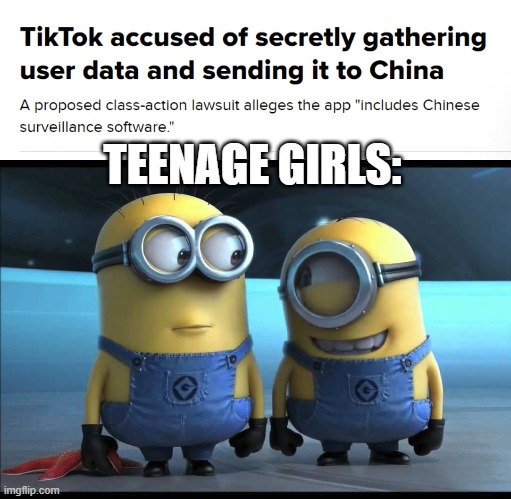 its true | TEENAGE GIRLS: | image tagged in lol,tictok,funny | made w/ Imgflip meme maker