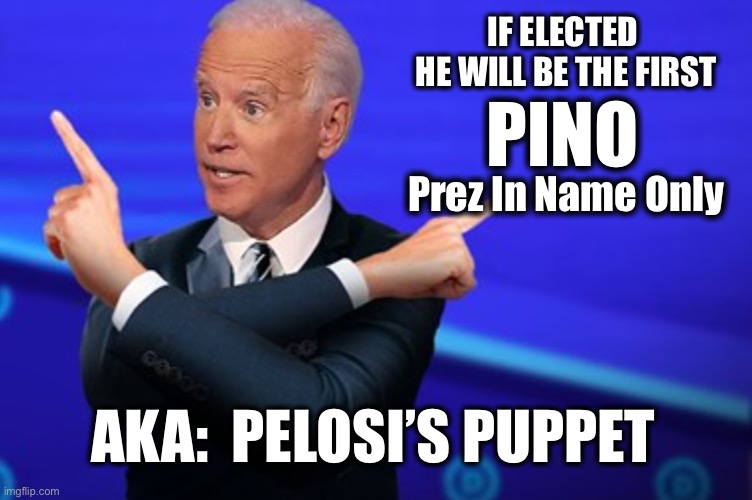 IF ELECTED
 HE WILL BE THE FIRST AKA:  PELOSI’S PUPPET PINO Prez In Name Only | made w/ Imgflip meme maker