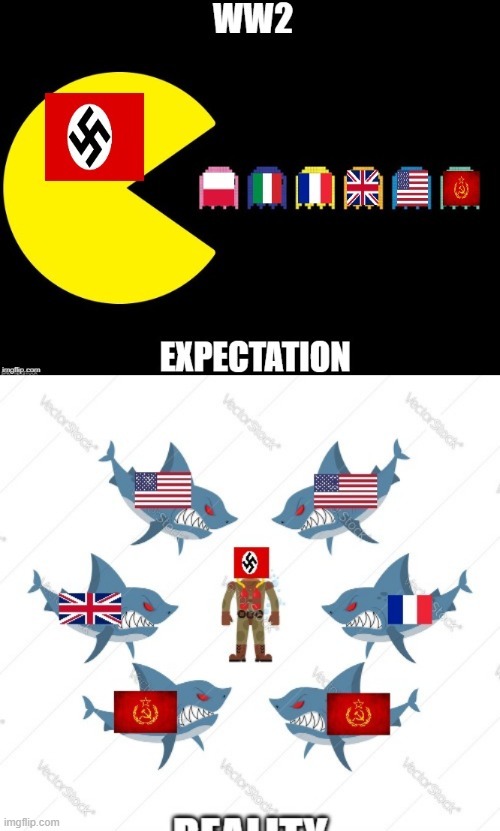 Germany was not expecting this | image tagged in ww2,germany,expectation vs reality | made w/ Imgflip meme maker