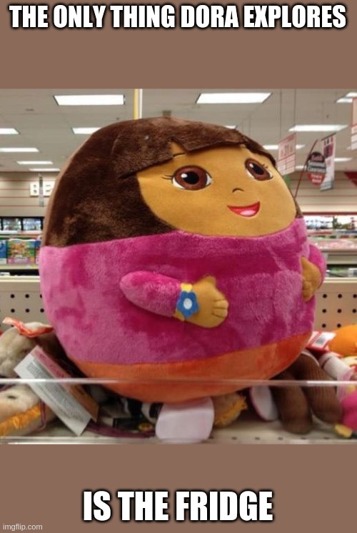 Dora | THE ONLY THING DORA EXPLORES; IS THE FRIDGE | image tagged in dora | made w/ Imgflip meme maker