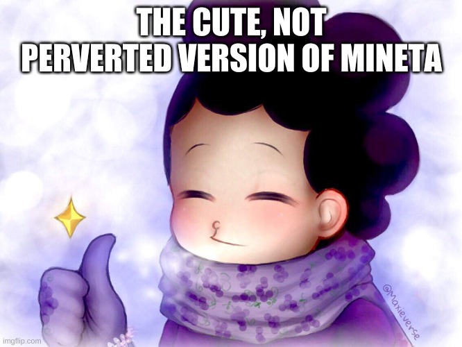Mineta Approves | THE CUTE, NOT PERVERTED VERSION OF MINETA | image tagged in mineta approves | made w/ Imgflip meme maker
