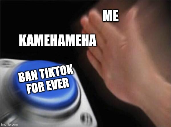 Blank Nut Button | ME; KAMEHAMEHA; BAN TIKTOK FOR EVER | image tagged in memes,blank nut button | made w/ Imgflip meme maker