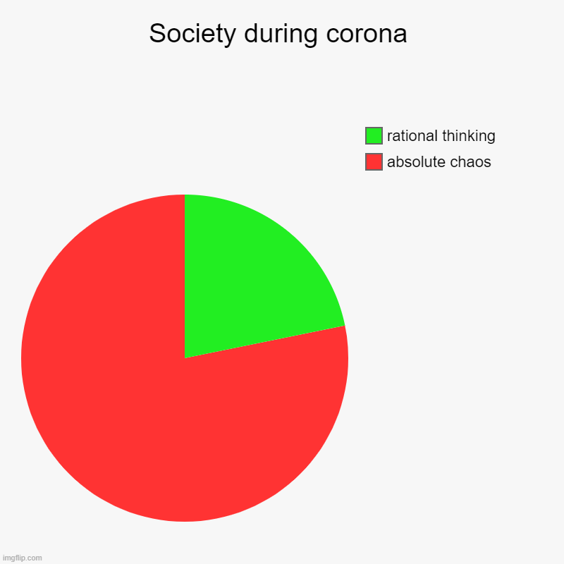 Society during corona | absolute chaos, rational thinking | image tagged in charts,pie charts | made w/ Imgflip chart maker