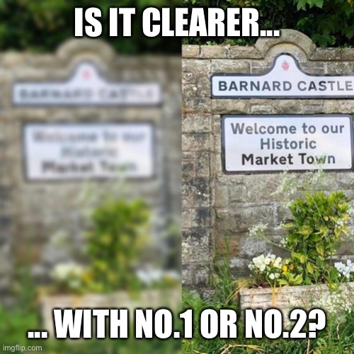 Barnard Castle | IS IT CLEARER... ... WITH NO.1 OR NO.2? | image tagged in politics | made w/ Imgflip meme maker