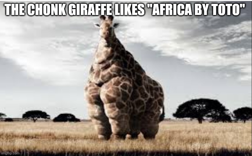 Chonk giraffe | THE CHONK GIRAFFE LIKES "AFRICA BY TOTO" | image tagged in chonk giraffe | made w/ Imgflip meme maker