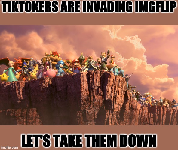If you care about imgflip, then head to the link in the description | TIKTOKERS ARE INVADING IMGFLIP; LET'S TAKE THEM DOWN | image tagged in me and the boys smash bros | made w/ Imgflip meme maker