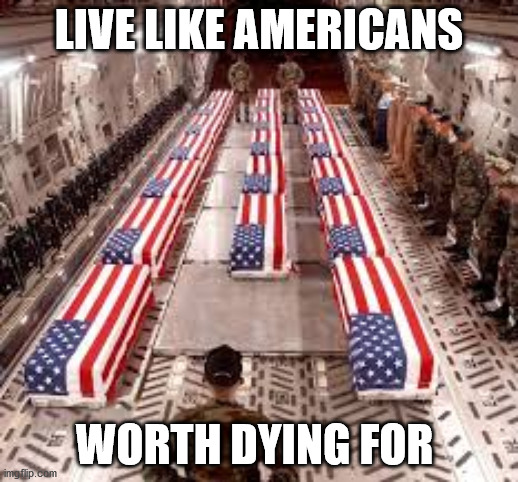 american flag | LIVE LIKE AMERICANS; WORTH DYING FOR | image tagged in american flag | made w/ Imgflip meme maker