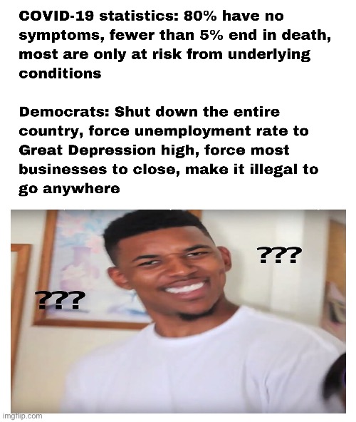 Pretty ridiculous when you use logic and look at the facts | image tagged in coronavirus,corona virus,democrats,liberal logic,social distancing | made w/ Imgflip meme maker