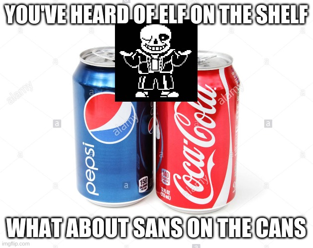 Sans on the ____ | YOU'VE HEARD OF ELF ON THE SHELF; WHAT ABOUT SANS ON THE CANS | made w/ Imgflip meme maker