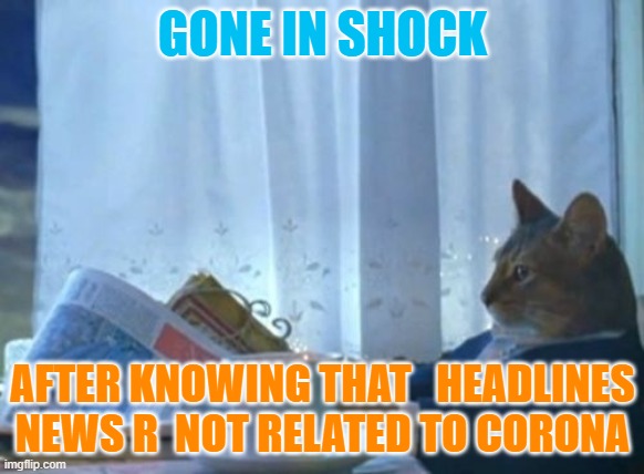 I Should Buy A Boat Cat Meme | GONE IN SHOCK; AFTER KNOWING THAT   HEADLINES NEWS R  NOT RELATED TO CORONA | image tagged in memes,i should buy a boat cat | made w/ Imgflip meme maker