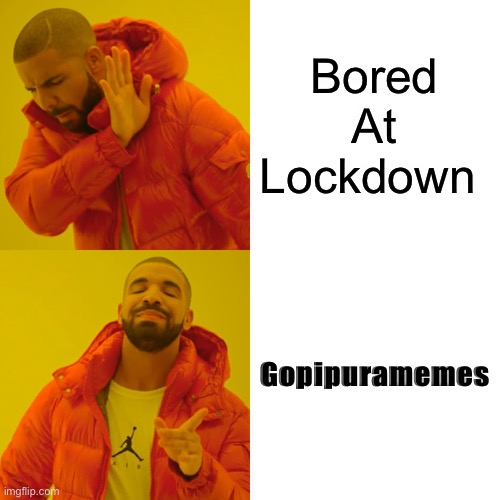 Drake Hotline Bling | Bored At Lockdown; Gopipuramemes | image tagged in memes,drake hotline bling | made w/ Imgflip meme maker