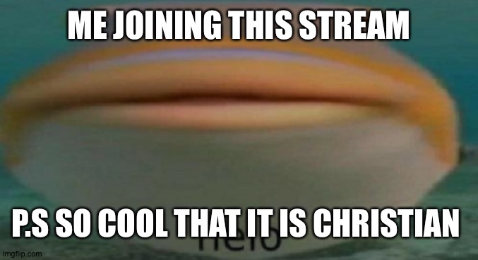 helo | ME JOINING THIS STREAM; P.S SO COOL THAT IT IS CHRISTIAN | image tagged in helo | made w/ Imgflip meme maker
