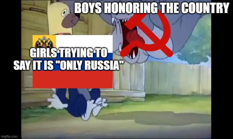 America 2020 | BOYS HONORING THE COUNTRY; GIRLS TRYING TO SAY IT IS "ONLY RUSSIA" | image tagged in soviet union | made w/ Imgflip meme maker