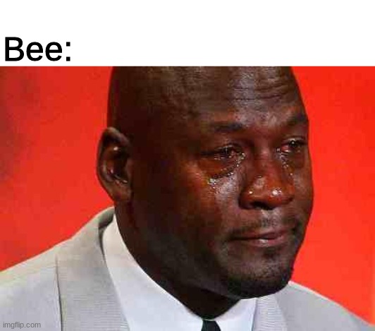 crying michael jordan | Bee: | image tagged in crying michael jordan | made w/ Imgflip meme maker