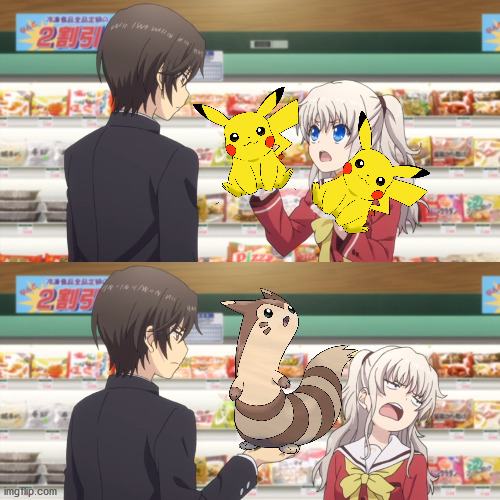 You cannot escape Furret | image tagged in charlotte anime,memes,pokemon | made w/ Imgflip meme maker