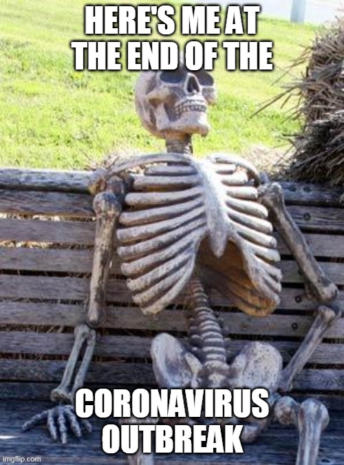 covid 19 will go on forever EEEEeeeEEeEEeeE | HERE'S ME AT THE END OF THE; CORONAVIRUS OUTBREAK | image tagged in memes,waiting skeleton | made w/ Imgflip meme maker